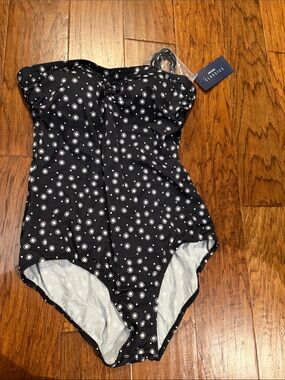 Jantzen Black and White Polka Dot One-Piece Swimsuit